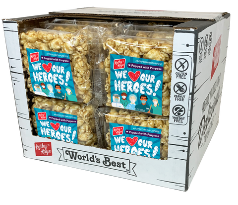 We Love Our Heroes Caramel Popcorn Squares - 32 Count Case – Kathy Kaye  Foods